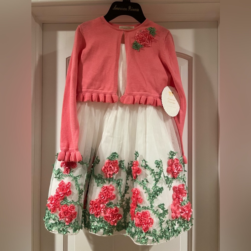 ⭐️ New ⭐️ Gorgeous flower girl dress size 6X / 7 and cardigan - 2 pcs set
